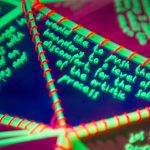 Marian Sandberg, Small Language Model, 2025<br />
3D printed noctilucent plastic on nylon jersey, bricklayers twine, UV light.<br />
1.5m x 1.2m x 1.2m<br />
Photo: James Field